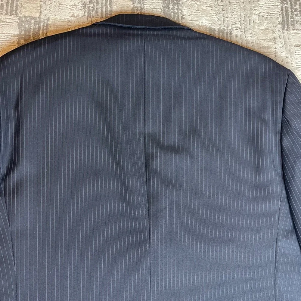 Lauren Ralph Lauren Mens 42L‎ Navy Blue Pinstripe Wool 2-Button Blazer Jacket